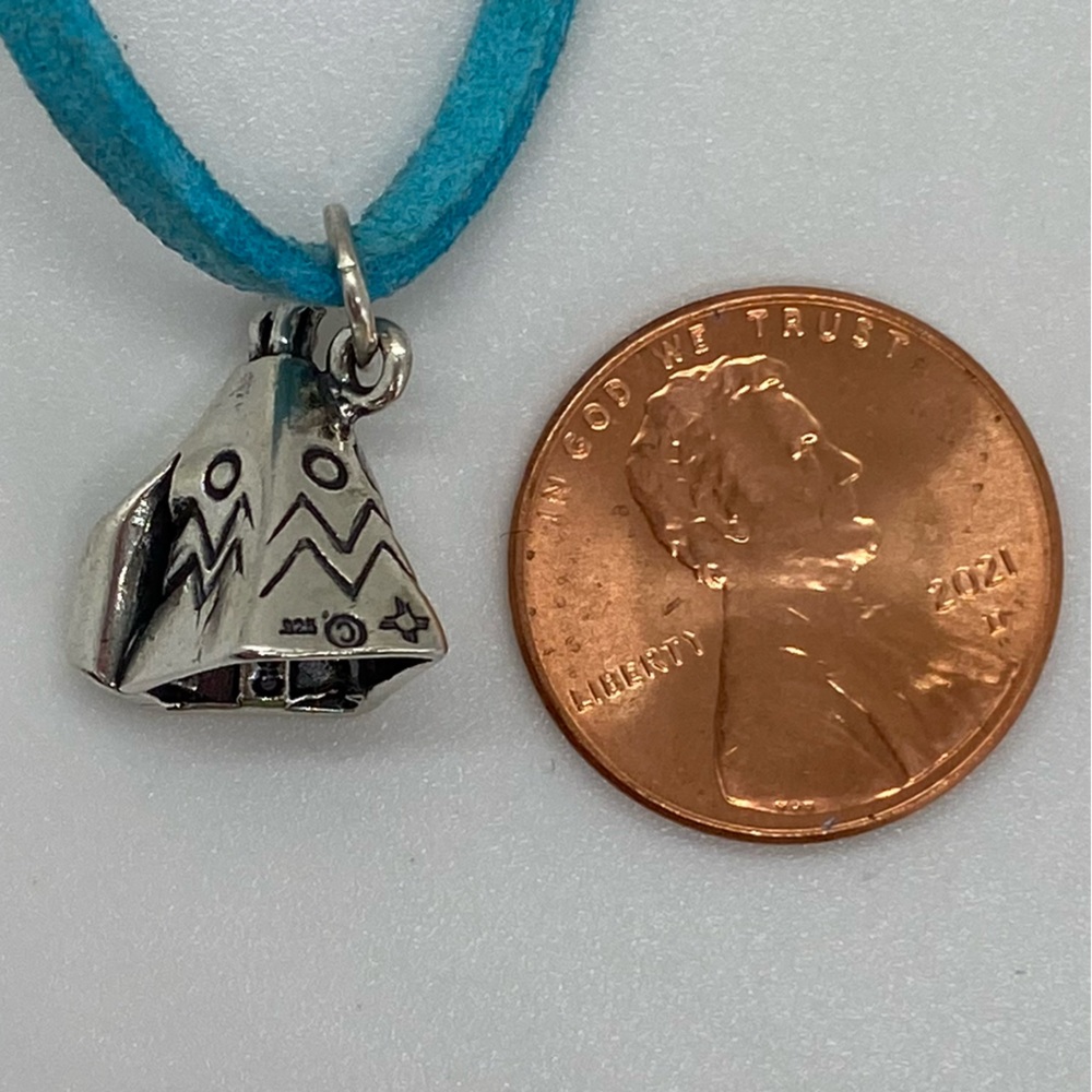 Teepee .925 Sterling Silver Native American Indian Hut 3D charm - Picture 10 of 13
